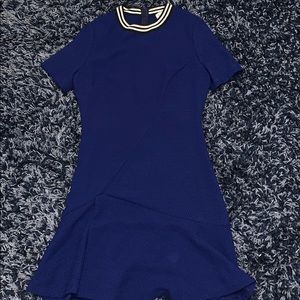 Sandro blue drop waist, fit and flare dress